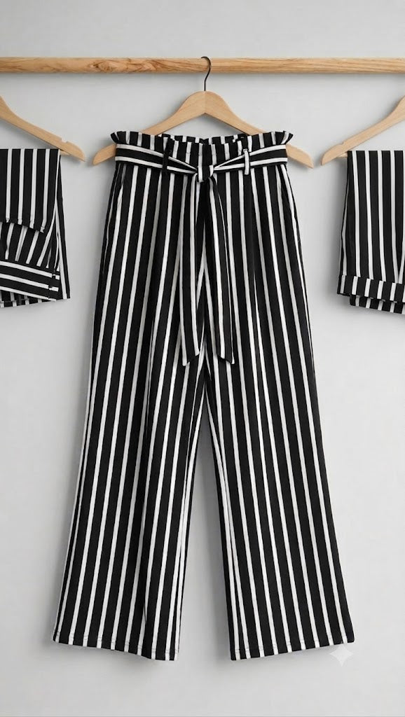 Tailored Stripe Pant — Wide Leg
