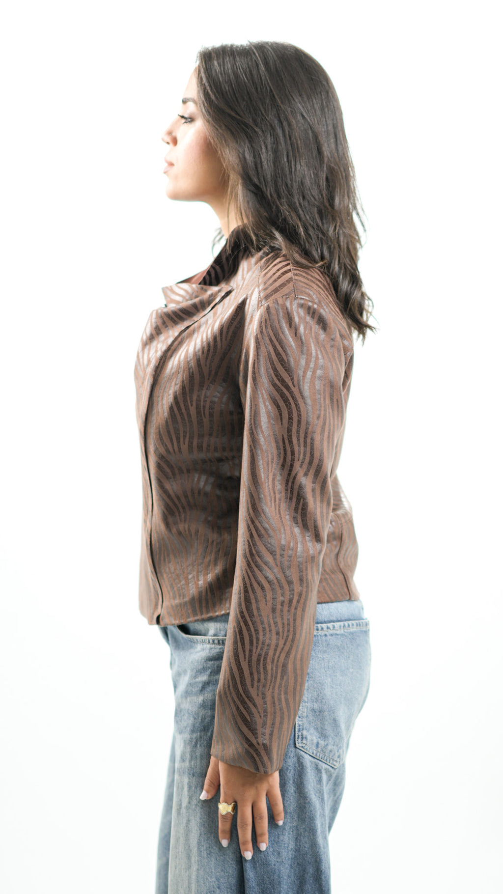 Leather zipper jacket