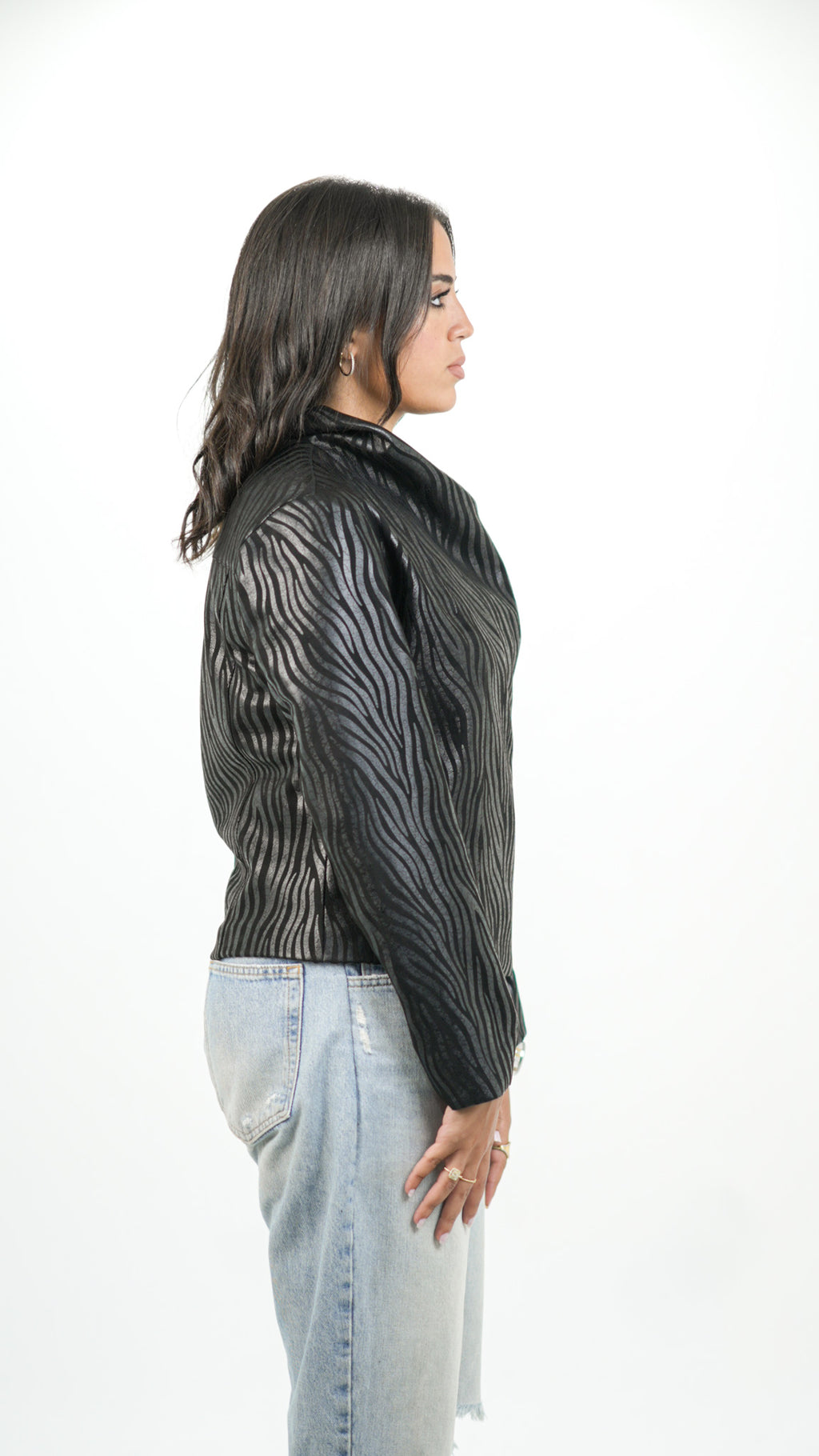 Leather zipper jacket