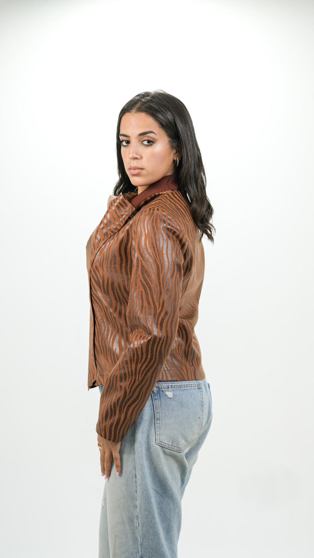 Leather zipper jacket