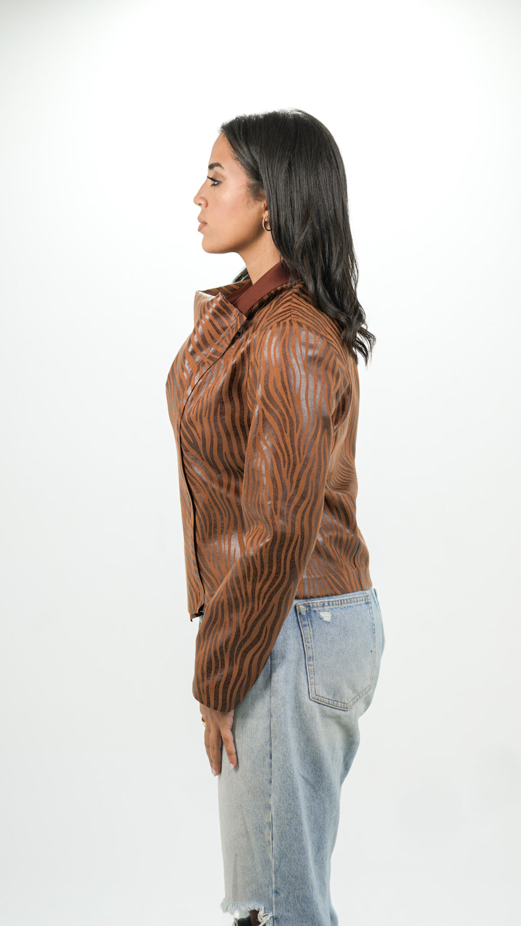 Leather zipper jacket