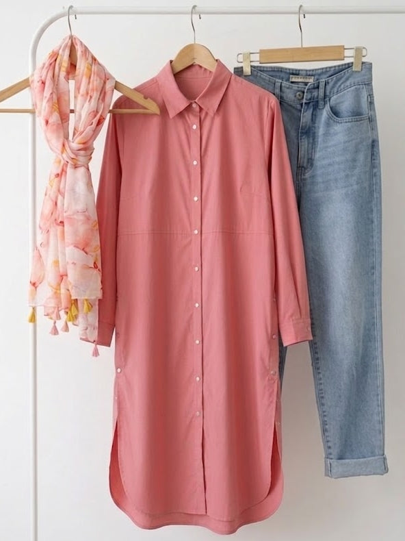 Longline Shirt Dress — Cotton