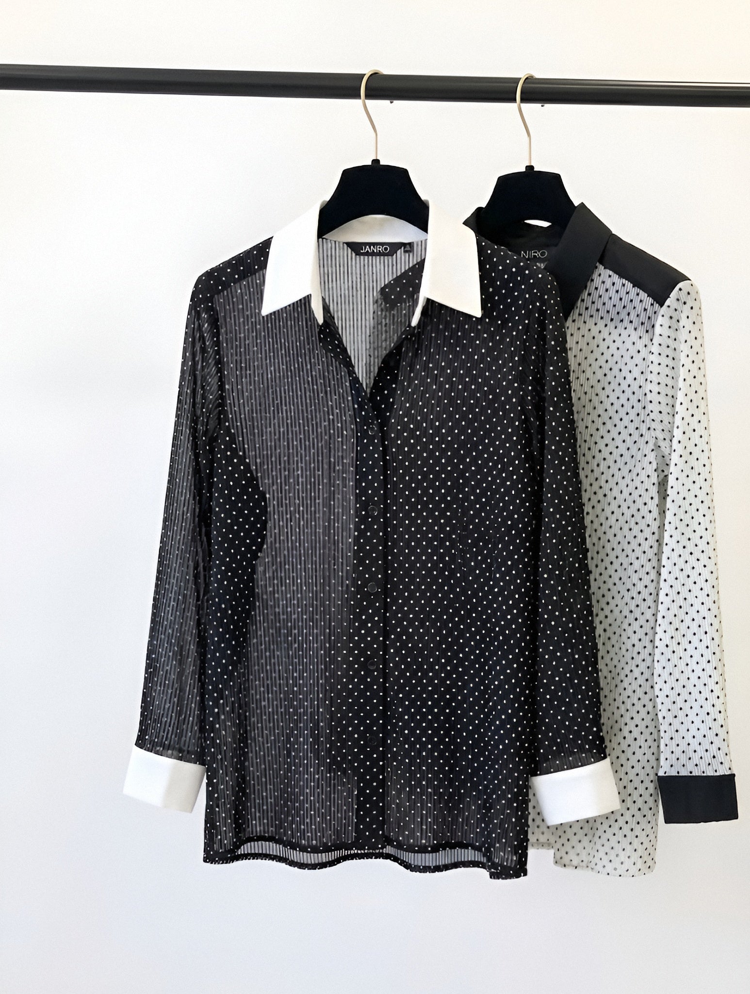 Polka Dot Blouse — Contrast Collar