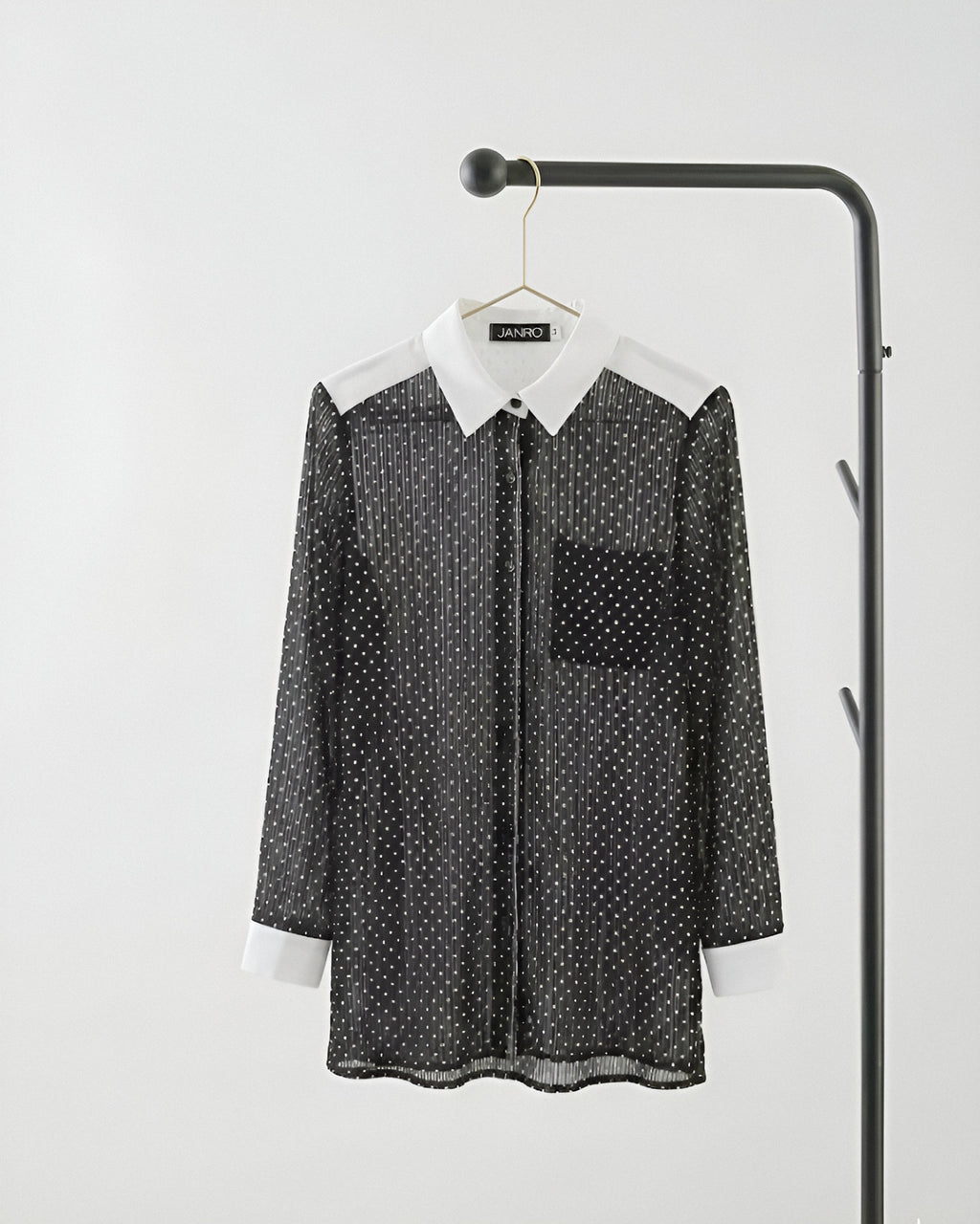 Polka Dot Blouse — Contrast Collar