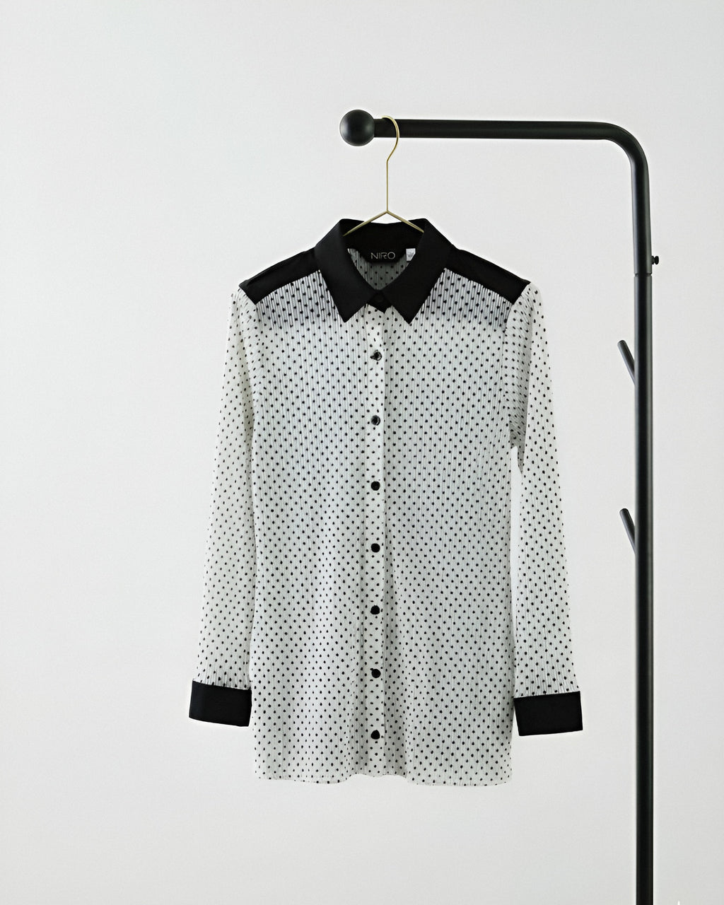 Polka Dot Blouse — Contrast Collar