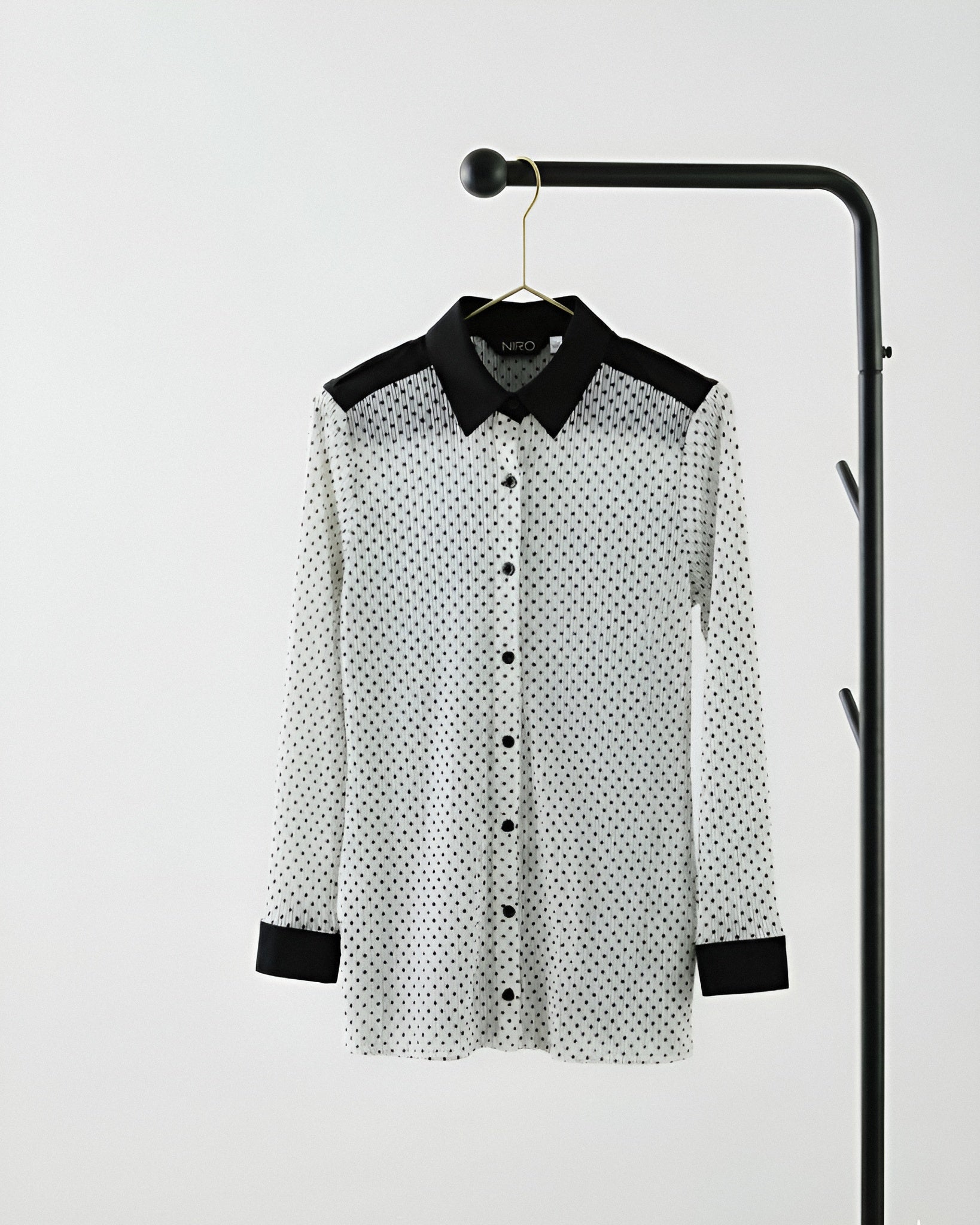 Polka Dot Blouse — Contrast Collar