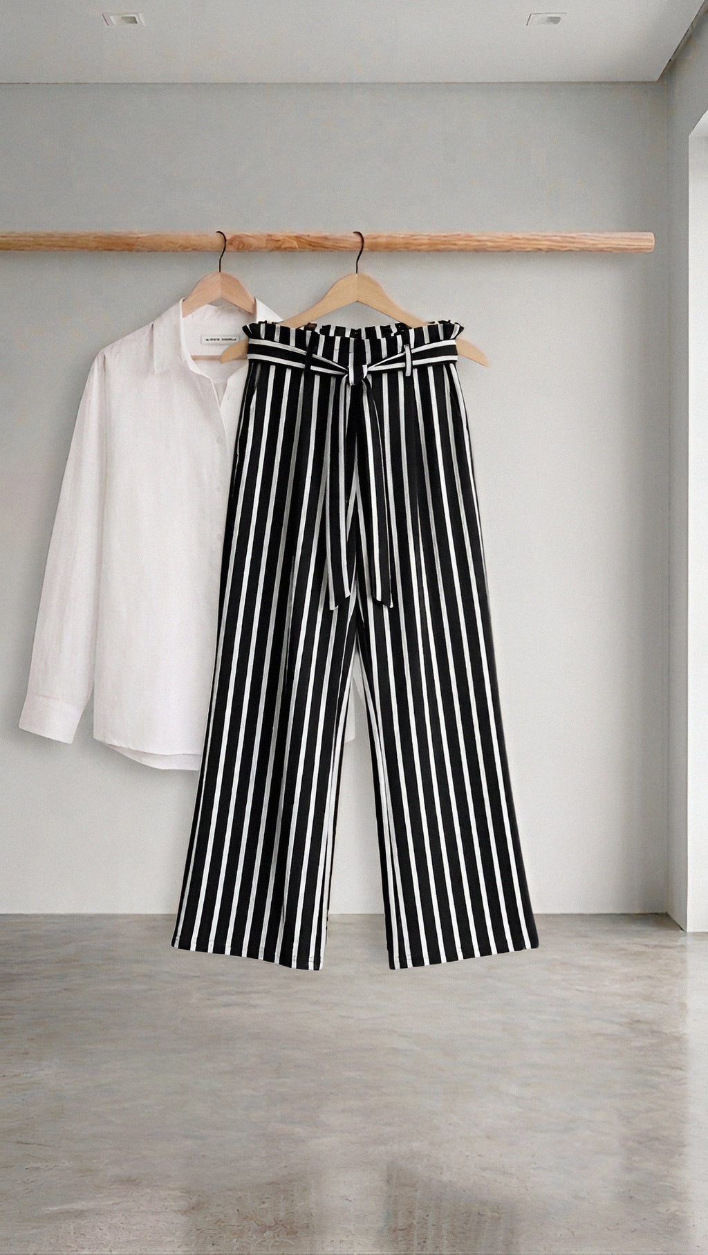 Tailored Stripe Pant — Wide Leg