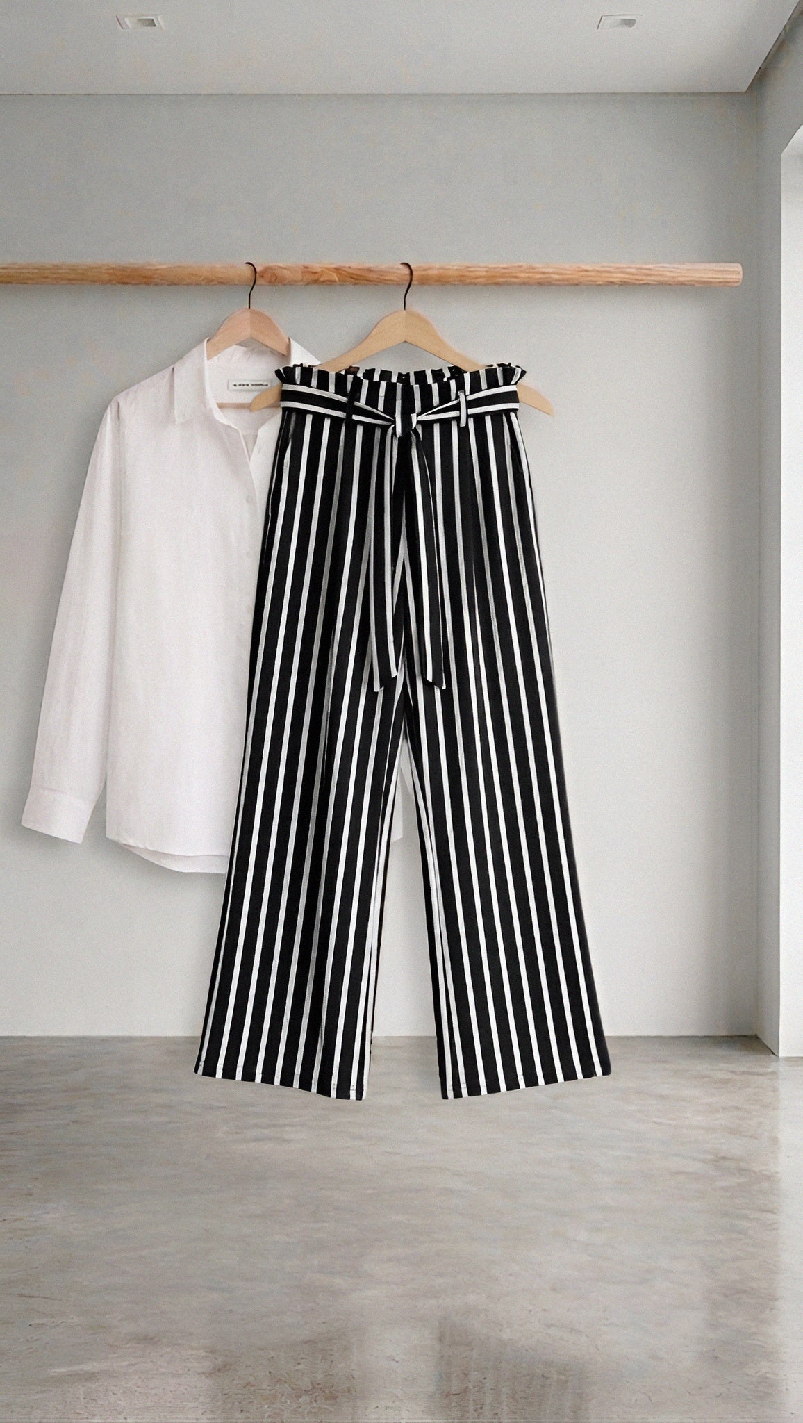 Tailored Stripe Pant — Wide Leg